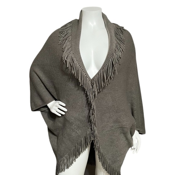Marvelush Sweaters - Marvelush Fringed Taupe Open Cardigan -Plus Size (One Size)